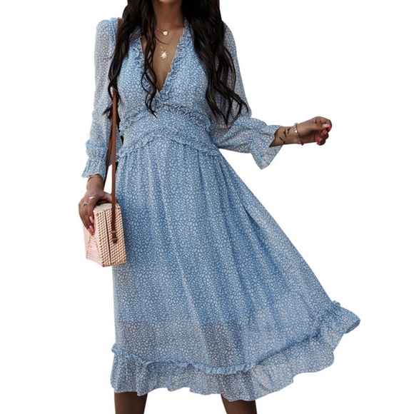 Boho floral midi dress with ruffle detail - Picture 3 of 4